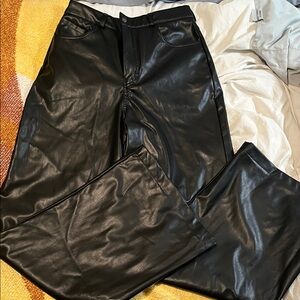 Nasty Gal Black Faux Leather High-Rise Pants